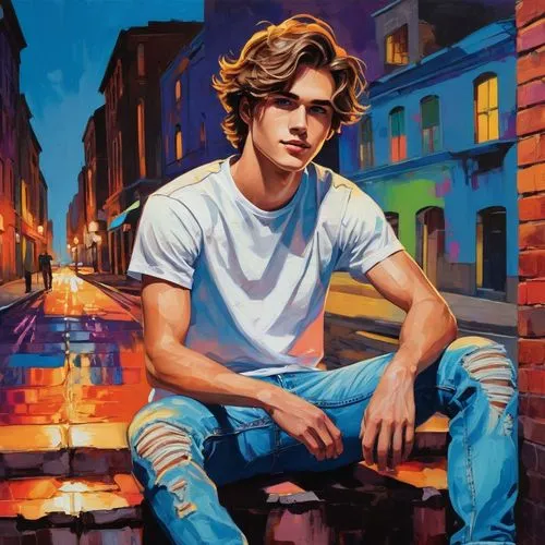 duluth,oil on canvas,young man,oil painting on canvas,italian painter,artist portrait,80s,romantic portrait,daniel,bluejeans,galveston,oil painting,ayrton senna,shoeshine boy,pedestrian,city ​​portrait,art,nicholas boots,leo,ken,Conceptual Art,Oil color,Oil Color 25