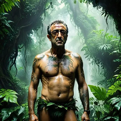 veerappan,tarzan,tatau,iolo,huaorani,penan,Conceptual Art,Oil color,Oil Color 11