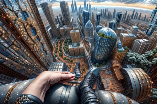 sci fiction illustration,futuristic architecture,futuristic landscape,skycraper,fantasy city,smart city,sky city,shard of glass,world digital painting,window cleaner,skyscapers,window washer,city cities,futuristic,urbanization,financial world,tallest hotel dubai,photo manipulation,fantasy picture,above the city