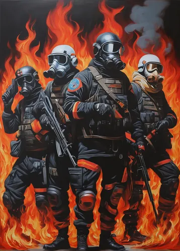 firefighters,firemen,fire fighters,fire background,first responders,fire-fighting,inferno,respirators,firefighter,fire fighter,riot,fire service,ground fire,fire land,arson,apocalyptic,fire marshal,outbreak,officers,smoke background,Illustration,Realistic Fantasy,Realistic Fantasy 24