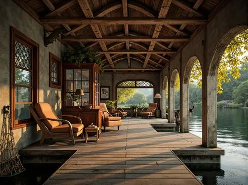 boathouse,house by the water,boat dock,boat house,veranda,verandas,verandah,houseboat,porch swing,front porch,porch,summer cottage,house with lake,verandahs,houseboats,dock,idyllic,boat shed,cottage,pool house