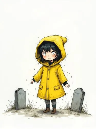 rainwear,walking in the rain,frisk,in the rain,raincoat,nanako,parka,rainy,burying,graveside,little girl with umbrella,chara,rain,kids illustration,rainy season,masaji,raining,rainy day,rainy weather,burials,Conceptual Art,Fantasy,Fantasy 11