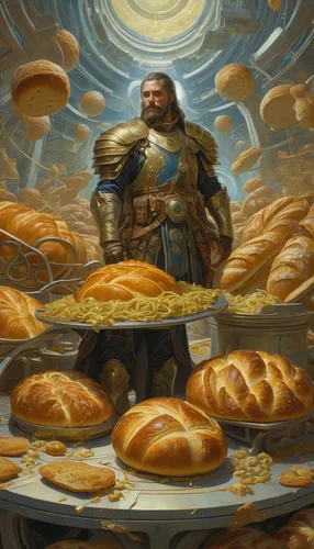 Imagine a futuristic world where a revolutionary bread spread invention causes chaos and rebellion.,challah,kolach,dwarf cookin,pane,fresh bread,breads,bread spread,pan-bagnat,bread,pandesal,bagels,br