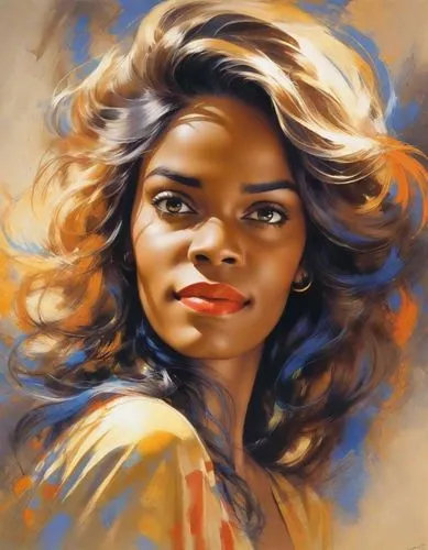 struzan,african american woman,african woman,coretta,charlayne,oil painting,Digital Art,Impressionism