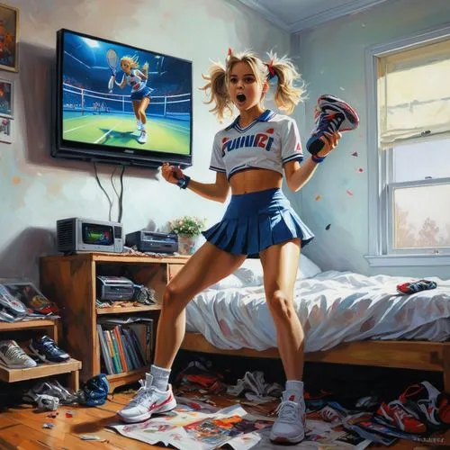 cheerleader,sports girl,donsky,mousseau,hasselbeck,cheering,cheerleaders,usfl,tecmo,cheerleading,football player,playstation,struzan,mcnaughton,sports wall,madden,nfl,sports,sportswoman,follieri,Conceptual Art,Fantasy,Fantasy 12