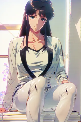 hinata,white clothing,ganai,pajamas,kosmea,ren,anime japanese clothing,sitting on a chair,bathrobe,yang,girl sitting,dress shirt,kimono,see-through clothing,white coat,yukio,would a background,nurse u