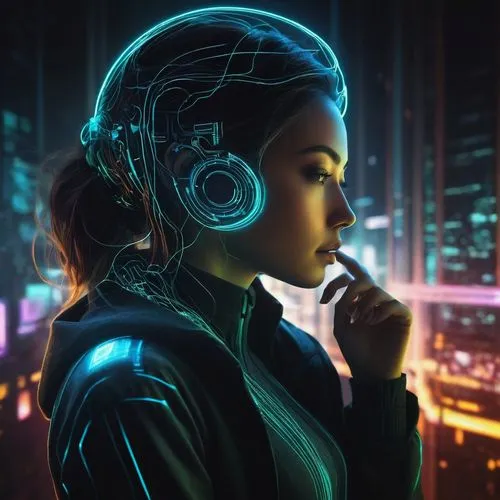 cyberpunk,futuristic,cybernetic,sci fiction illustration,wireless headset,cyberia,Photography,Black and white photography,Black and White Photography 07