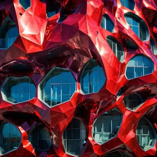 glass facade,glass facades,honeycomb structure,red heart shapes,glass building,building honeycomb,steel sculpture,glass yard ornament,red matrix,glass blocks,red milan,glass pyramid,facade panels,crystal structure,cubic house,facets,shard of glass,red confetti,cube surface,water cube,Photography,General,Fantasy