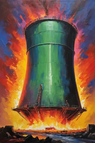 An AI-controlled nuclear reactor malfunctions, threatening to explode and release deadly radiation. Your mission is to prevent the disaster and save the facility.,oil tank,oil drum,oil industry,oil,oi