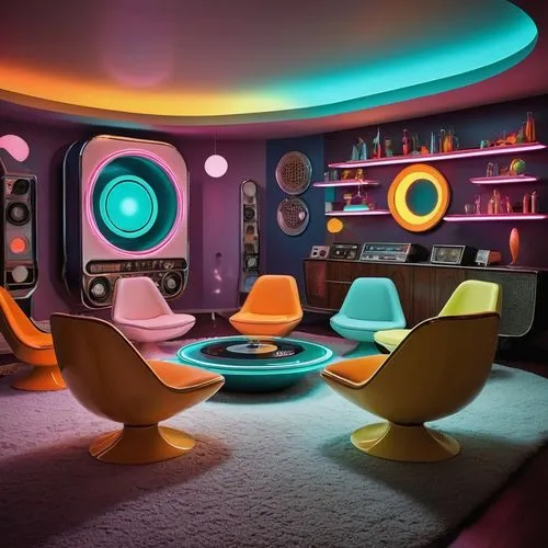 ufo interior,spaceship interior,mid century modern,sound space,playroom,playing room,great room,computer room,interior design,playrooms,mahdavi,discoideum,game room,electrohome,livingroom,sottsass,audiogalaxy,modern decor,music store,modern room,Illustration,Vector,Vector 06