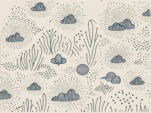 a background with clouds and waves with different shapes,umbrella pattern,vector pattern,mermaid scales background,background pattern,seamless pattern repeat,pine cone pattern,Illustration,Black and W