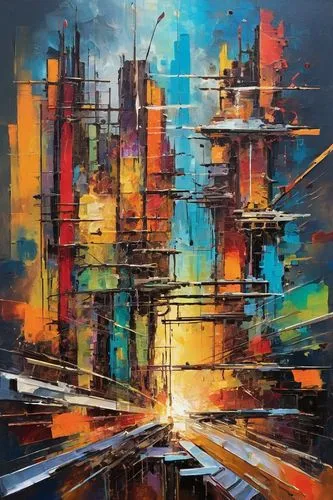 colorful city,cityscape,cityscapes,urban landscape,city scape,pacitti,urban,urbanworld,abstract painting,adnate,industrial landscape,graffiti art,metropolis,urbanization,richter,urban towers,cities,industrialism,urbanity,megacities,Conceptual Art,Oil color,Oil Color 20