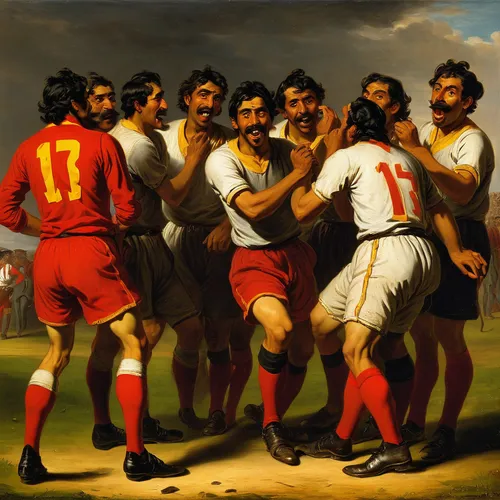 eight-man football,six-man football,football team,traditional sport,soccer team,rugby union,international rules football,the referee,australian rules football,sportsmen,individual sports,sporting group,game illustration,the portuguese,basque rural sports,futebol de salão,rugby tens,children's soccer,european football championship,footballer,Art,Classical Oil Painting,Classical Oil Painting 08