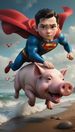 super man,superman,bay of pigs,super hero,pig,piggybank,suckling pig,digital compositing,lucky pig,big hero,superhero background,superhero,super power,hero,animated cartoon,super dad,piggy bank,hog xiu,comic hero,superman logo,Illustration,Abstract Fantasy,Abstract Fantasy 06