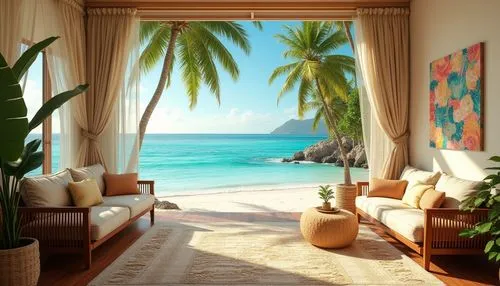 tropical beach,tropical house,dream beach,cabana,tropical island,tropical sea,beach landscape,beachfront,seclude,idyllic,tropics,living room,livingroom,palmilla,paradisus,seaside view,palm tree vector,coconut palms,caribbean beach,paradis,Photography,General,Realistic