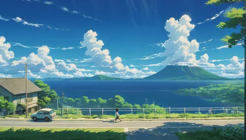 ghibli,hosoda,summer day,shinbo,scenery,butka,Illustration,Japanese style,Japanese Style 14