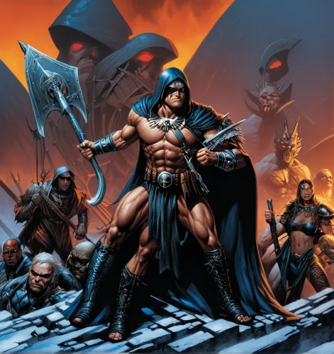 heroic fantasy,he-man,barbarian,massively multiplayer online role-playing game,storm troops,raider,greyskull,justice scale,justice league,god of thunder,biblical narrative characters,sparta,norse,the 