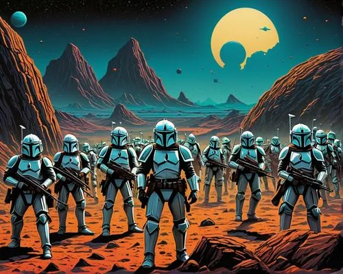 storm troops,sci fiction illustration,cg artwork,sci fi,star wars,starwars,clone jesionolistny,pathfinders,asterales,alien planet,droids,sci-fi,sci - fi,mission to mars,overtone empire,clones,science fiction,space voyage,troop,colony,Conceptual Art,Sci-Fi,Sci-Fi 20