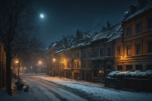 winter night,night snow,midnight snow,silent night,night scene,medieval street,winternitz,martre,snowfall,ruelle,christmas snowy background,nacht,syberia,night image,winter magic,snow scene,snowy landscape,lviv,christmas landscape,dickensian,Photography,General,Fantasy