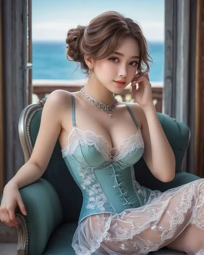 victorian lady,the sea maid,corsetry,mademoiselle,dirndl,victoriana,cheongsam,coquette,elizaveta,margairaz,romantic portrait,fraulein,belle,elegant,vergara,eleanore,bustier,eleonore,victorian style,french valentine,Art,Classical Oil Painting,Classical Oil Painting 32