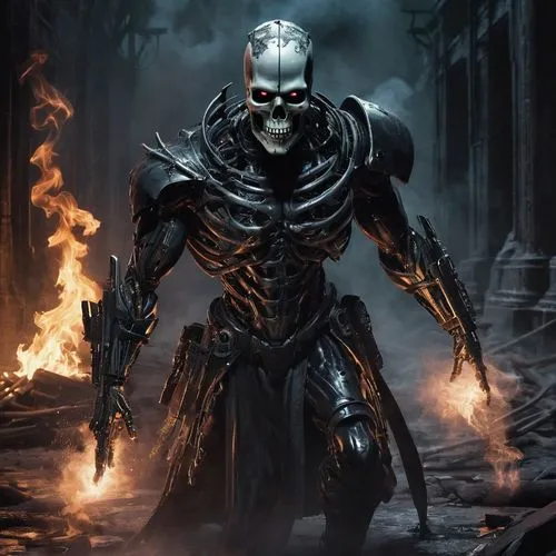 Терминатор против Бендера из футурамы,an image of the character of a demonic skeleton demon,nekron,darksiders,endoskeleton,maximilien,corvo,helghast,Conceptual Art,Fantasy,Fantasy 34