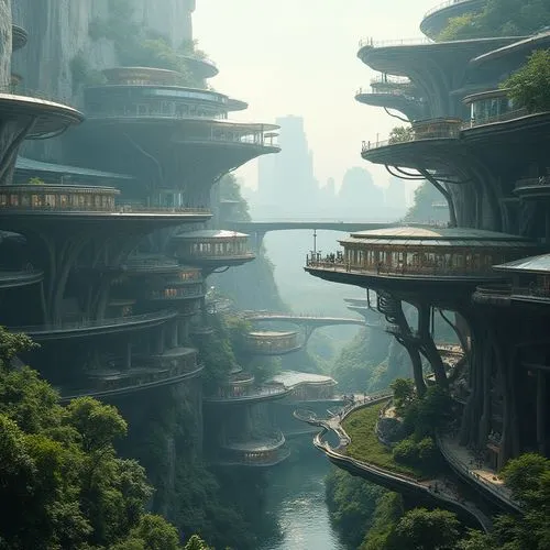 futuristic landscape,rivendell,citadels,ecotopia,shaoming,ancient city,arcology,fantasy landscape,yavin,futuristic architecture,fantasy city,skyways,terraformed,elves country,gondolin,sedensky,naboo,homeworld,tigers nest,nargothrond,Photography,General,Realistic