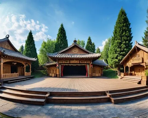 korean folk village,asian architecture,tulou,hyang garden,buddhist temple,hall of supreme harmony,Photography,General,Realistic