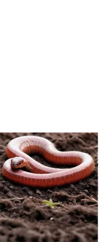 Earthworm, brown body, segmented, moist skin, tiny eyes, mouth with setae, curled up posture, lying on soil, soft focus, shallow depth of field, warm lighting, 3/4 composition, realistic texture, deta