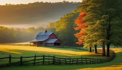 red barn,farm landscape,meadow landscape,home landscape,rural landscape,countryside,bucolic,fall landscape,beautiful landscape,autumn landscape,landscape background,nature landscape,farm background,autumn morning,vermont,landscape nature,appalachian,landscapes beautiful,country side,autumn idyll,Art,Artistic Painting,Artistic Painting 48