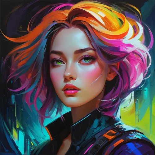 fantasy portrait,transistor,colorful background,digital painting,world digital painting,vector girl,portrait background,digital art,maeve,cyberpunk,girl portrait,painting technique,welin,colorful spiral,custom portrait,vi,liora,colorful light,aura,jinx,Art,Artistic Painting,Artistic Painting 41