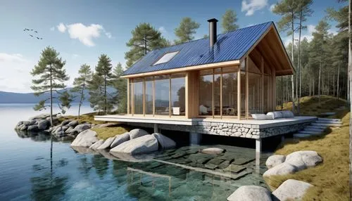 house with lake,floating huts,house by the water,3d rendering,summer house,boat house,summer cottage,inverted cottage,houseboat,pool house,small cabin,cottage,sketchup,holiday villa,render,wooden house,summerhouse,holiday home,revit,the cabin in the mountains,Unique,Design,Blueprint
