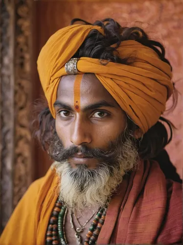 Describe a young sadhu's journey as he renounces material possessions to seek enlightenment.,indian sadhu,sadhus,indian monk,sadhu,turban,sikh,guru,bansuri,indian drummer,middle eastern monk,hindu,raj