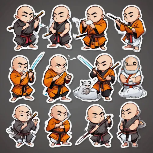 monks,monk,shaolin kung fu,buddhist monk,buddhists monks,sanshou,theravada buddhism,iaijutsu,buchardkai,martial arts uniform,fighting poses,wushu,jeet kune do,xing yi quan,wing chun,haidong gumdo,kenjutsu,kung fu,kungfu,jujutsu,Unique,Design,Sticker