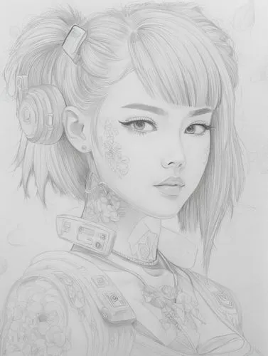 drawing pencil,geisha girl,lotus art drawing,tattoo girl,fantasy portrait,oriental girl,girl portrait,geisha,graphite,girl drawing,oriental princess,line-art,lineart,line art,game drawing,illustrator,