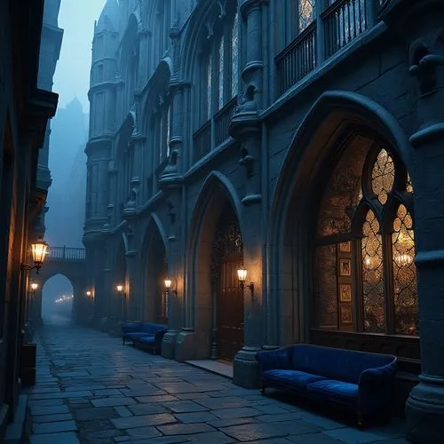 theed,leuven,ravenclaw,hogwarts,dusk,lviv,diagon,bluecoat,gdansk,uob,leipzig,medieval street,verbrugge,carreau,delft,evening atmosphere,blue hour,sapienza,arkham,eerie,Photography,General,Realistic