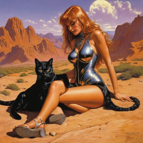 firestar,black cat,catwoman,callisto,tura satana,ritriver and the cat,panther,two cats,kat,purr,felines,catlike,she-cat,cats,canis panther,fantasy woman,feline,sphinx,sphinx pinastri,cat warrior,Illustration,American Style,American Style 07