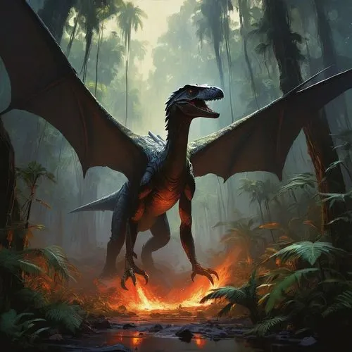 deinonychus,eoraptor,brisingr,microraptor,utahraptor,quetzalcoatlus,forest dragon,compsognathus,dromaeosaur,gigantoraptor,dinosaurian,charizard,draconic,ornitholestes,dromaeosaurs,saurornitholestes,theropod,synapsid,guanlong,baryonyx,Conceptual Art,Oil color,Oil Color 11