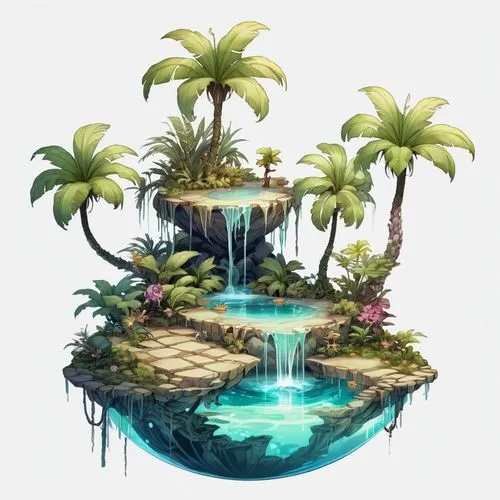 tropical island,floating islands,underwater oasis,tropical house,island suspended,artificial islands,Illustration,Abstract Fantasy,Abstract Fantasy 11