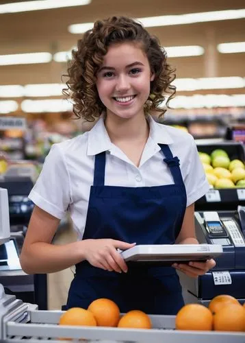 cashier,clerk,salesgirl,grocer,supermarket,supermarket shelf,retail trade,sales person,consumer protection,grocery store,deli,customer service representative,food processing,hostess,grocery basket,food preparation,grocery,consumer,market introduction,minimarket,Illustration,American Style,American Style 04