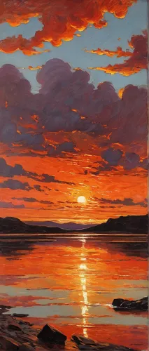 coast sunset,oil painting,carol colman,sunset beach,beach landscape,seascape,sunset,oil painting on canvas,oil on canvas,olle gill,orange sky,sunrise beach,northumberland,sunrise,red sky at morning,coastal landscape,red sky,sea landscape,painting technique,sun reflection,Art,Classical Oil Painting,Classical Oil Painting 12