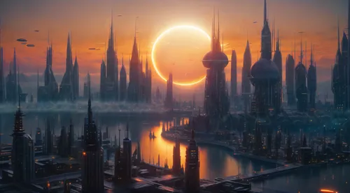 futuristic landscape,alien world,alien planet,metropolis,fantasy city,exoplanet,ancient city,cityscape,futuristic architecture,sci-fi,sci - fi,scifi,utopian,dystopian,sci fi,fantasy world,sci fiction 