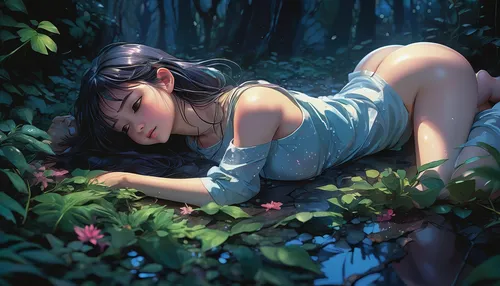 girl lying on the grass,lying down,sleeping rose,resting,hinata,sleeping,in the forest,the sleeping rose,sleeping beauty,napping,fallen petals,undergrowth,girl in the garden,idyll,overgrown,flora,nap,asleep,idyllic,falling flowers,Photography,Artistic Photography,Artistic Photography 02