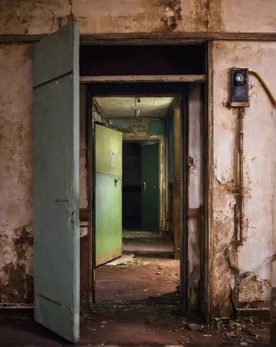 creepy doorway,urbex,disused,abandoned room,eastern state penitentiary,asylum,abandoned places,lost places,lostplace,luxury decay,kowloon city,abandoned place,the morgue,lost place,abandoned building,hallway,derelict,abandoned,dormitory,wekerle battery,Conceptual Art,Oil color,Oil Color 02