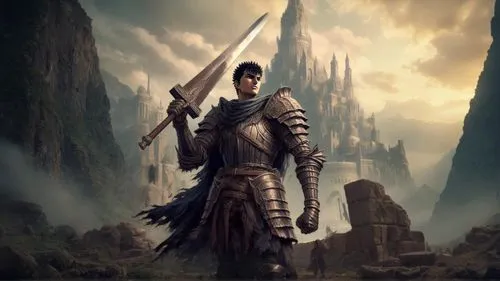 lone warrior,fantasy warrior,heroic fantasy,paladin,the wanderer,swordsman,fantasy picture,fantasy art,female warrior,fantasy portrait,knight armor,world digital painting,guards of the canyon,crusader,templar,dane axe,warlord,pall-bearer,excalibur,sci fiction illustration