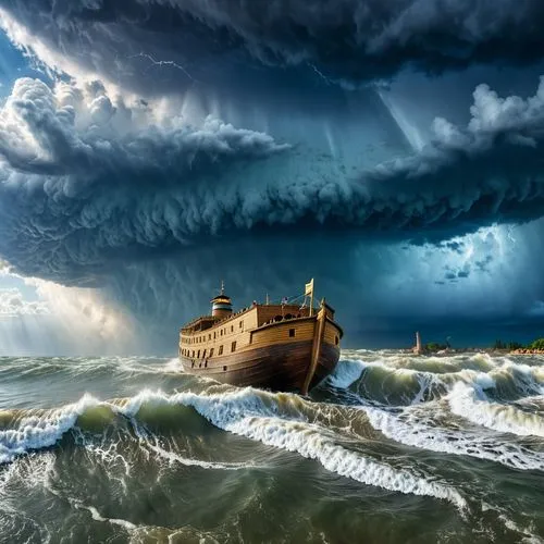 aground,sea storm,ghost ship,sea fantasy,tempestuous,noah's ark