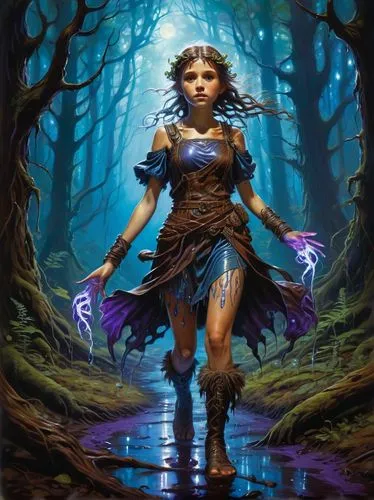 blue enchantress,faerie,fantasy picture,the enchantress,sorceress,sorceror,Illustration,Realistic Fantasy,Realistic Fantasy 03