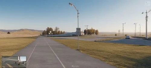 pavimentar vereda y pista además agregarle autos, personas caminando por las veredas. matener la textura de la tierra en el terreno vacio ,street view,halakot,military training area,darkhan,dayz,parwa