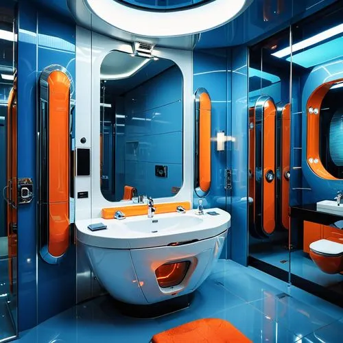 spaceship interior,luxury bathroom,ufo interior,cinema 4d,lavatory,banyo,washroom,washrooms,orange,toilets,garrison,bathroom,bath room,train compartment,bathrooms,3d rendering,railway carriage,compartment,toilet,spaceship space,Photography,General,Realistic