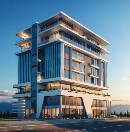 a building with many windows near the street,penthouses,damac,residential tower,pendik,zorlu,mississauga,Photography,General,Realistic