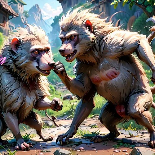 baboons,mandrills,macaques,apes,gorgonians,primates,Anime,Anime,General